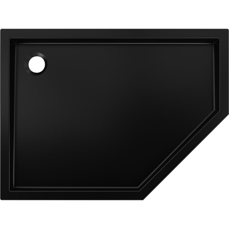 Mexen Flow+ pentagonal left shower tray 80 x 100 cm, black matt - 46P708010LH
