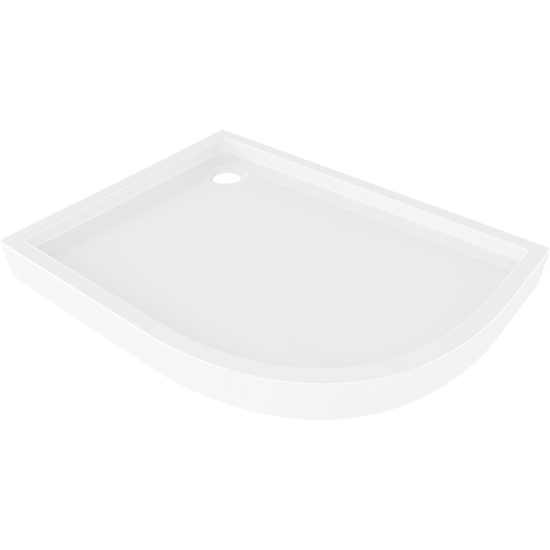 Mexen Flow+ asymmetric semicircular left shower tray 90 x 80 cm, white gloss - 46Q108090LH