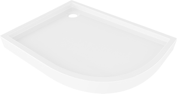 Mexen Flow+ asymmetric semicircular left shower tray 90 x 80 cm, white gloss - 46Q108090LH