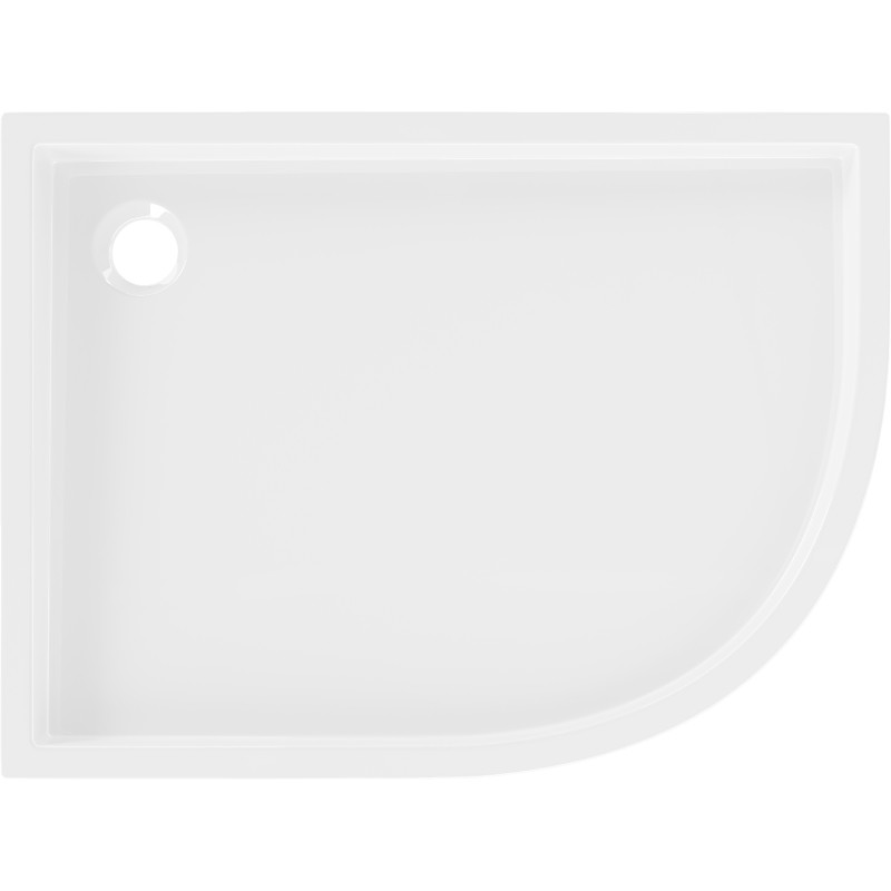 Mexen Flow+ asymmetric semicircular left shower tray 90 x 80 cm, white gloss - 46Q108090LH
