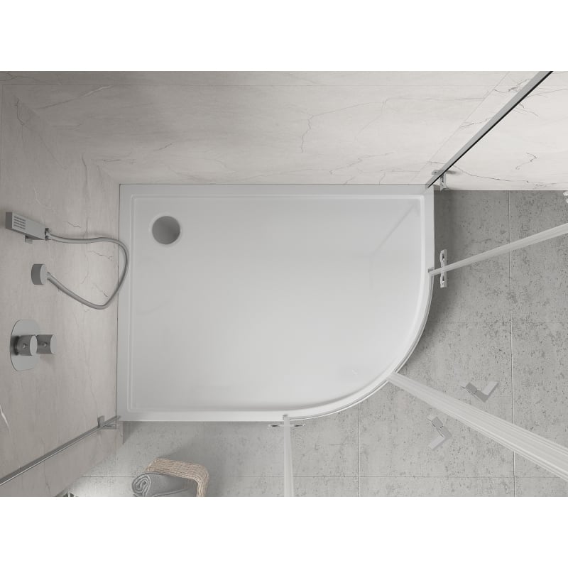 Mexen Flow+ asymmetrical left quadrant shower tray 90 x 80 cm, white gloss - 46Q108090LH