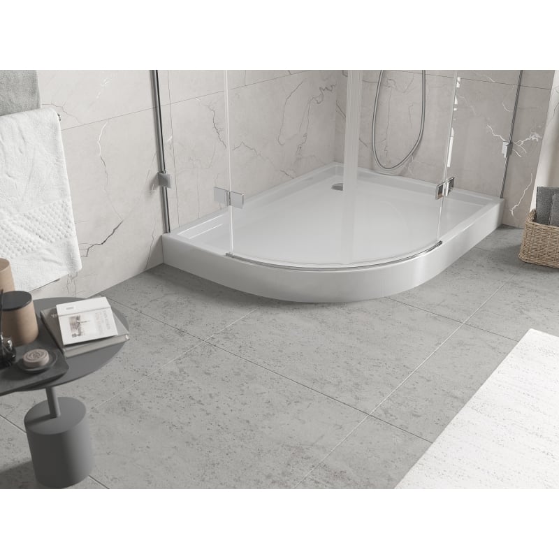Mexen Flow+ semi-circular asymmetrical right shower tray 90 x 80 cm, white gloss - 46Q108090RH