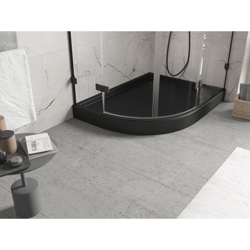 Mexen Flow+ semi-circular asymmetric tray right 90 x 80 cm, black matte - 46Q708090RH