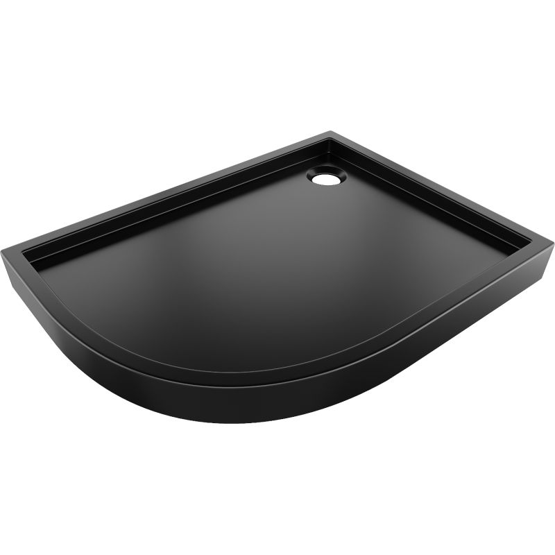 Mexen Flow+ asymmetrical right semi-circular shower tray 100 x 80 cm, black matte - 46Q708010RH