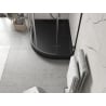 Mexen Flow+ semi-circular asymmetrical left shower tray 100 x 90 cm, black matte - 46Q709010LH