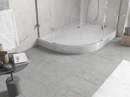 Mexen Flow+ semi-circular asymmetrical right shower tray 100 x 90 cm, white gloss - 46Q109010RH