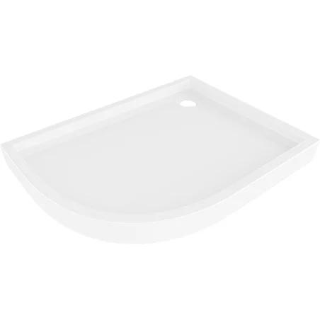 Mexen Flow+ semi-circular asymmetrical right shower tray 100 x 90 cm, white gloss - 46Q109010RH