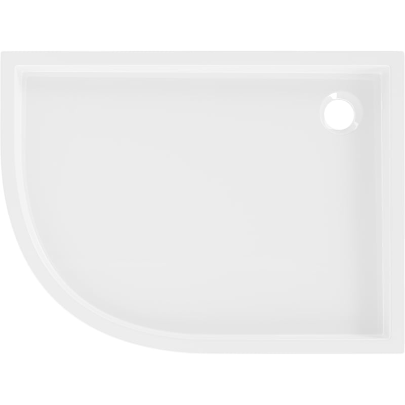 Mexen Flow+ semi-circular asymmetrical right shower tray 100 x 90 cm, white gloss - 46Q109010RH