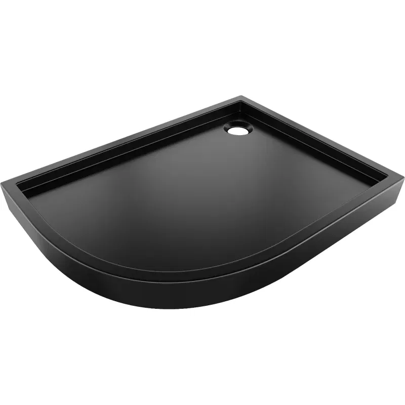Mexen Flow+ asymmetrical right semi-circular shower tray 100 x 90 cm, black matte - 46Q709010RH