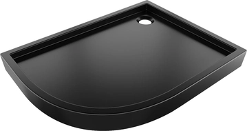 Mexen Flow+ asymmetrical right semi-circular shower tray 100 x 90 cm, black matte - 46Q709010RH