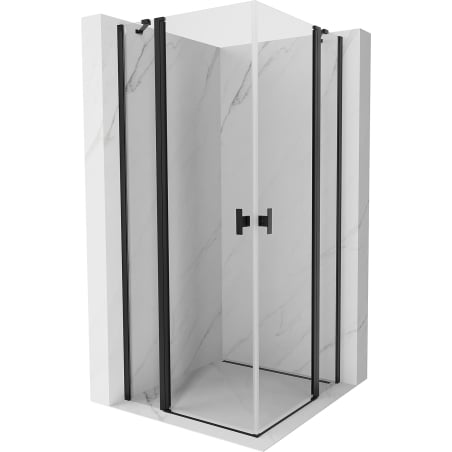 Mexen Mist Duo 70 x 70 cm, Transparent, Black Hinged Shower Enclosure - 8A4-070-070-70-00