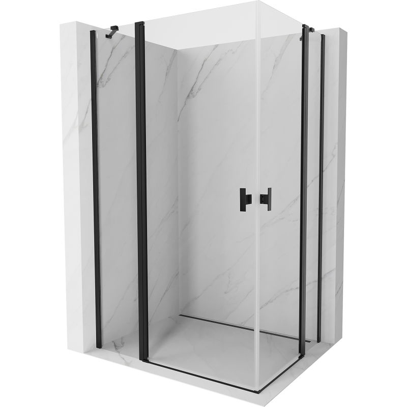 Mexen Mist Duo 115 x 105 cm Hinged Shower Enclosure, Transparent, Black - 8A4-115-105-70-00