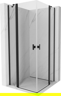 Mexen Mist Duo 120 x 120 cm Hinged Shower Enclosure, Transparent, Black - 8A4-120-120-70-00