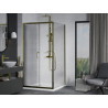 Mexen Apia sliding shower cabin 90 x 90 cm, transparent, gold + Flat shower tray, white - 840-090-090-50-00-4010G