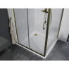 Mexen Apia sliding shower cabin 90 x 90 cm, transparent, gold + Flat shower tray, white - 840-090-090-50-00-4010G