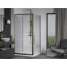 Mexen Apia sliding shower enclosure 90 x 90 cm, transparent, gold + Flat shower tray, white- 840-090-090-50-00-4010G