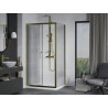 Mexen Apia sliding shower cabin 100 x 80 cm, transparent, gold + Flat shower tray, white - 840-100-080-50-00-4010G