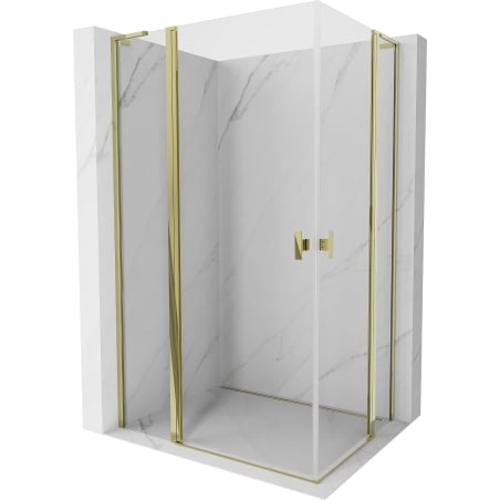 Mexen Mist L Duo 100 x 90 cm Hinged Shower Enclosure, Transparent, Gold - 8A4L-100-090-50-00