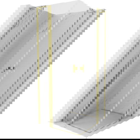 Mexen Mist L Duo pivot shower cabin 100 x 100 cm, transparent, gold - 8A4L-100-100-50-00