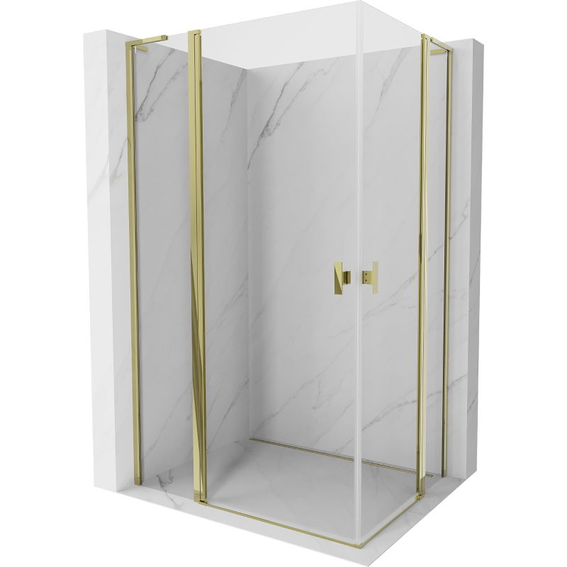 Mexen Mist L Duo 115 x 100 cm Hinged Shower Enclosure, Transparent, Gold - 8A4L-115-100-50-00