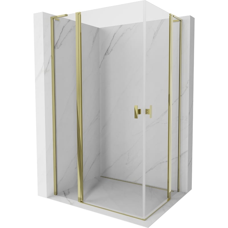 Mexen Mist L Duo 110 x 105 cm pivot shower cabin, transparent, gold - 8A4L-110-105-50-00
