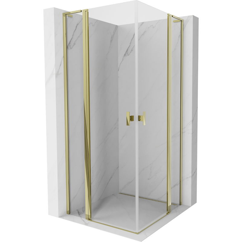 Mexen Mist L Duo pivot shower cabin 120 x 120 cm, transparent, gold - 8A4L-120-120-50-00