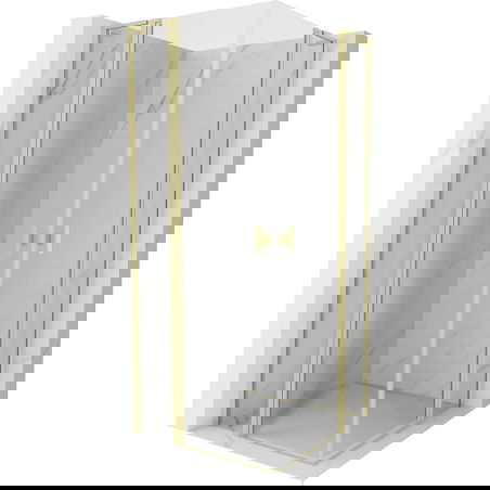 Mexen Mist L Duo 105 x 105 cm pivot shower enclosure, transparent, brushed gold - 8A4L-105-105-55-00