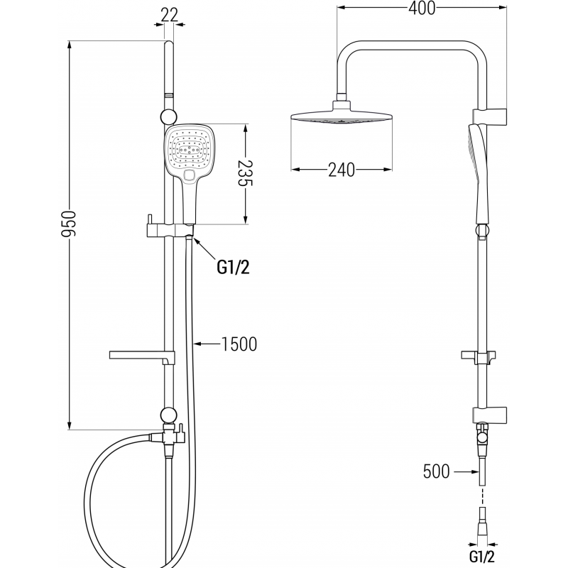 Mexen X17 shower column, chrome - 798171791-00