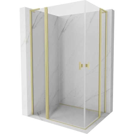 Mexen Mist L Duo Shower Enclosure Hinged 115 x 110 cm, Transparent, Brushed Gold - 8A4L-115-110-55-00