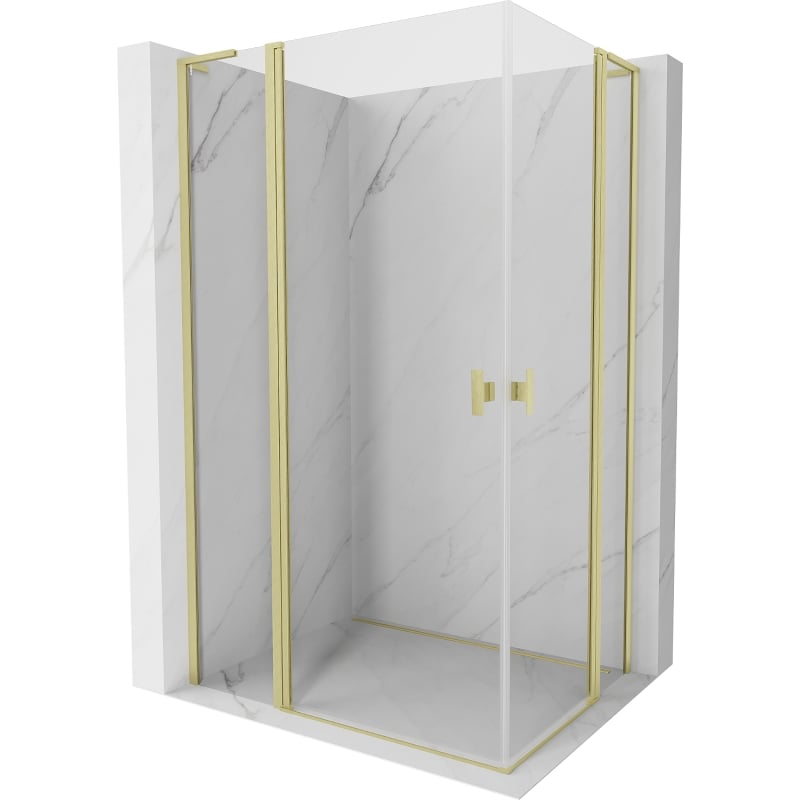 Mexen Mist L Duo hinged shower enclosure 120 x 115 cm, transparent, brushed gold - 8A4L-120-115-55-00