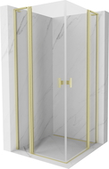 Mexen Mist L Duo 120 x 120 cm Hinged Shower Enclosure, Transparent, Brushed Gold - 8A4L-120-120-55-00