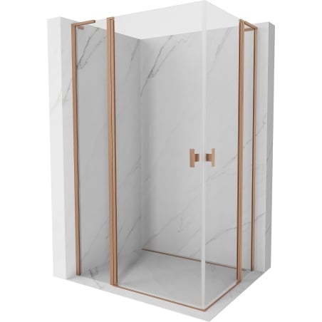 Mexen Mist L Duo Hinged Shower Enclosure 110 x 105 cm, Transparent, Brushed Copper - 8A4L-110-105-65-00