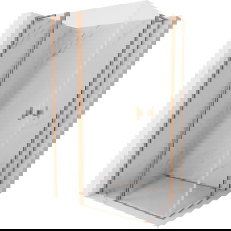 Mexen Mist L Duo hinged shower enclosure 120 x 115 cm, transparent, brushed copper - 8A4L-120-115-65-00