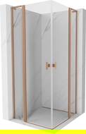 Mexen Mist L Duo shower enclosure hinged 120 x 120 cm, transparent, brushed copper - 8A4L-120-120-65-00