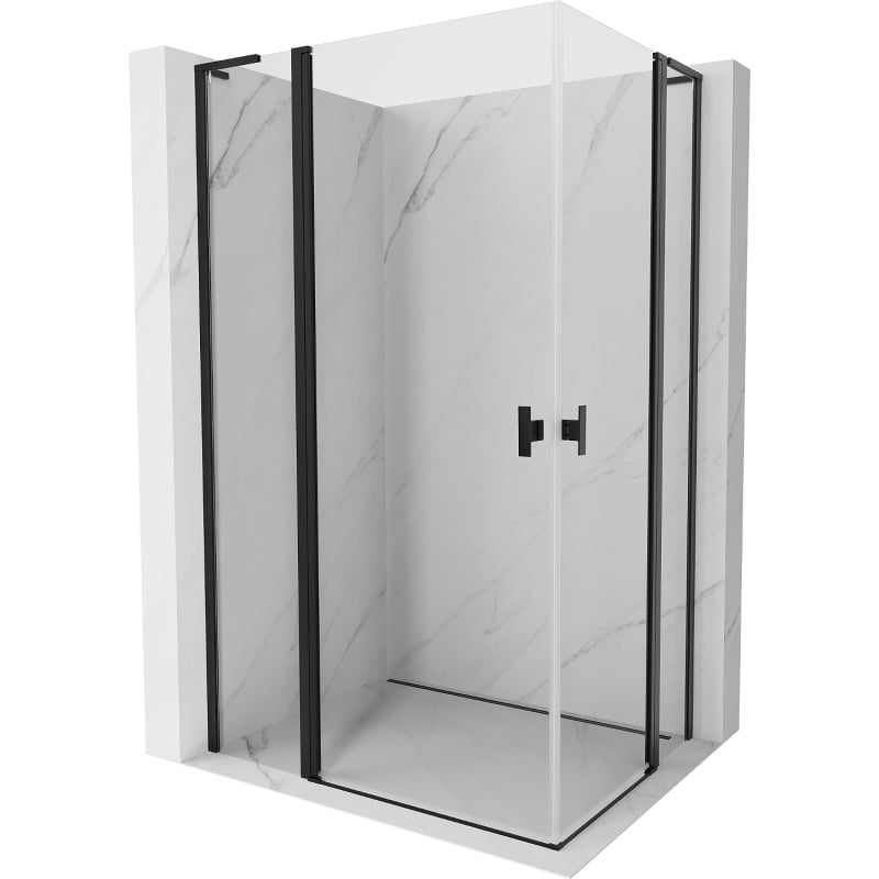 Mexen Mist L Duo shower enclosure pivot 100 x 90 cm, transparent, black - 8A4L-100-090-70-00