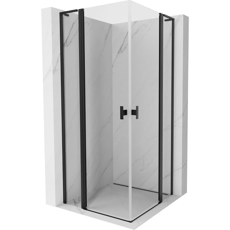 Mexen Mist L Duo shower enclosure hinged 115 x 115 cm, transparent, black - 8A4L-115-115-70-00