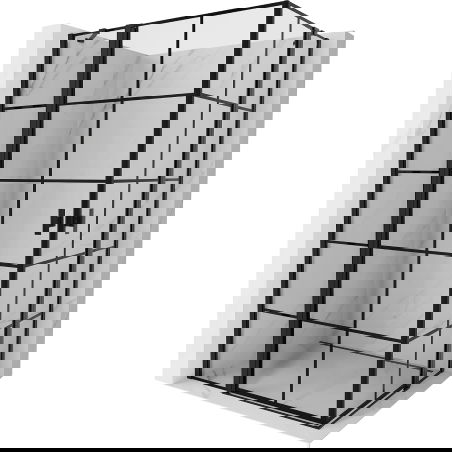 Mexen Mist Duo shower cabin swing door 95 x 80 cm, black grid, black - 8A4-095L-080P-70-77