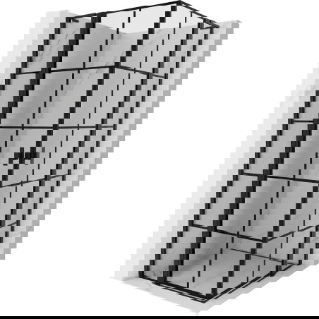 Mexen Mist L Duo pivot shower cabin 120 x 120 cm, black grid, black - 8A4L-120L-120P-70-77