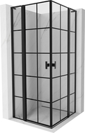 Mexen Mist L Duo pivot shower cabin 120 x 120 cm, black grid, black - 8A4L-120L-120P-70-77