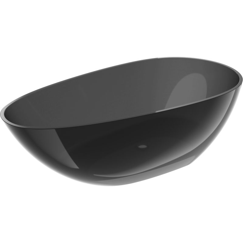 Mexen Glass Black Freestanding Transparent Bath 170 x 85 cm, Chrome Plug - 58061708513