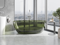 Mexen Pure freestanding transparent bathtub 170 x 80 cm, olive, chrome plug - 58071708001