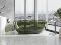 Mexen Pure olive free-standing transparent bathtub 170 x 80 cm, chrome plug - 58071708001