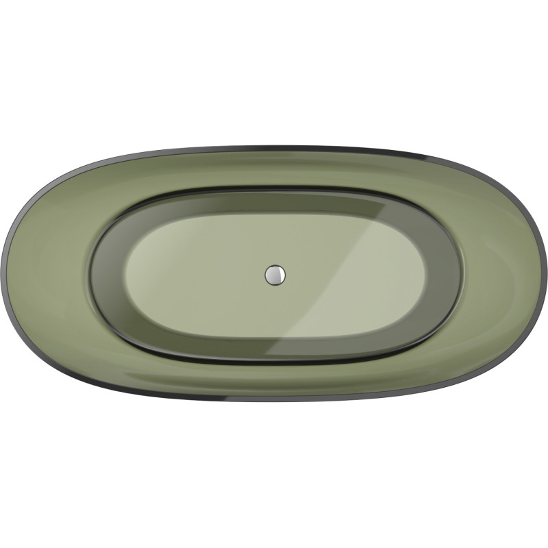 Mexen Pure freestanding transparent bathtub 170 x 80 cm, olive, chrome plug - 58071708001