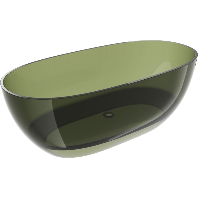 Mexen Pure olive free-standing transparent bathtub 170 x 80 cm, chrome plug - 58071708001