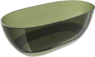 Mexen Pure freestanding transparent bathtub 170 x 80 cm, olive, chrome plug - 58071708001