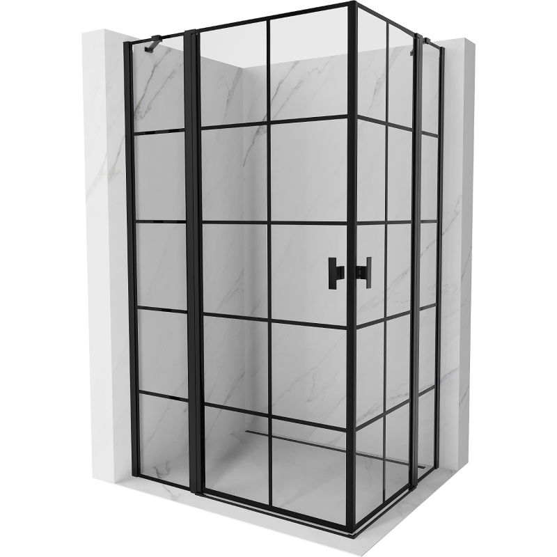 Mexen Mist Duo 105 x 90 cm pivot shower enclosure, black grid, black - 8A4-105L-090P-70-77