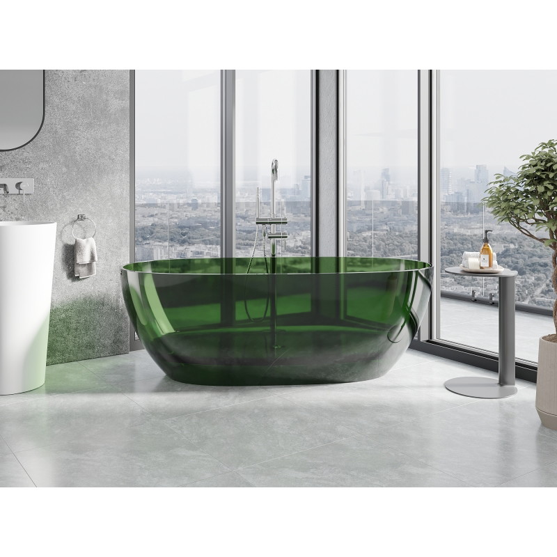 Mexen Pure freestanding transparent bathtub 170 x 80 cm, forest, chrome plug - 58071708002