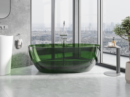 Mexen Pure freestanding transparent bathtub 170 x 80 cm, forest, chrome plug - 58071708002