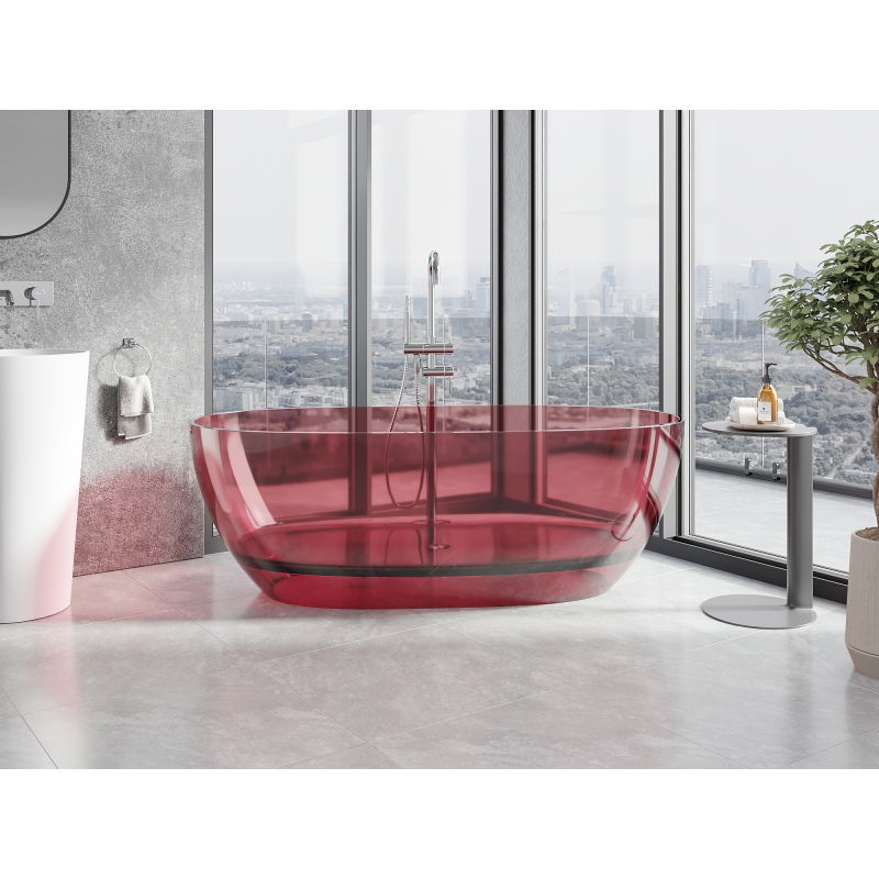 Mexen Pure eosin freestanding transparent bathtub 170 x 80 cm, chrome plug - 58071708003