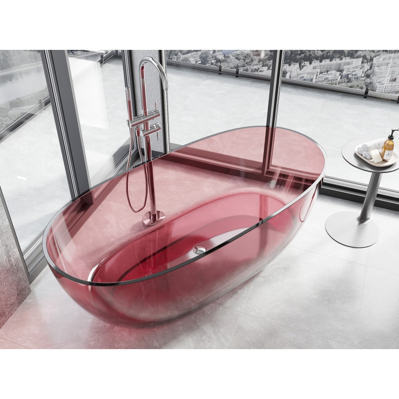 Mexen Pure freestanding transparent bathtub 170 x 80 cm, eosin, chrome plug - 58071708003